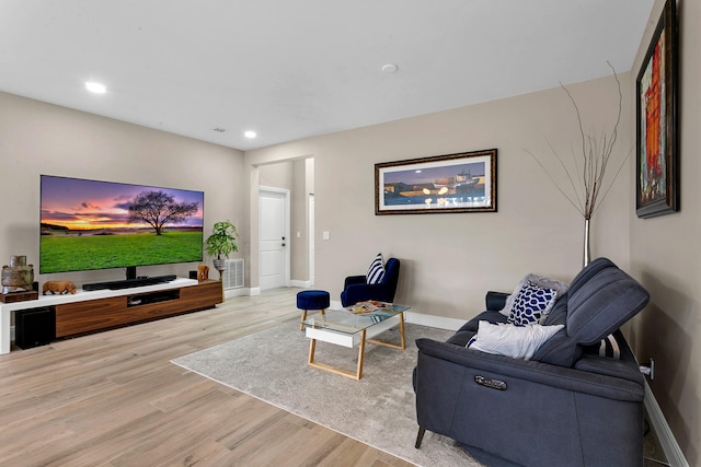 living room featuring light hardwood / wood-style flooring