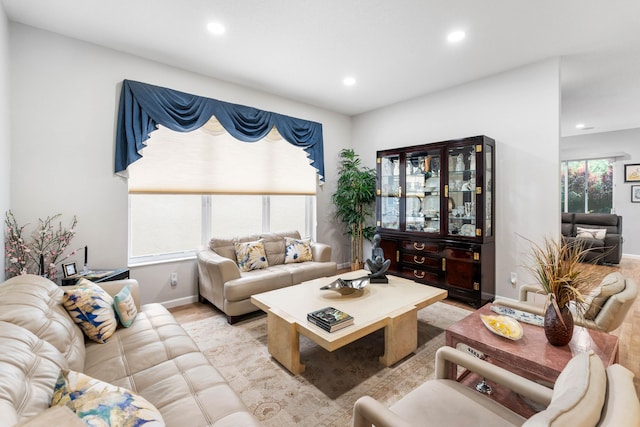 living room featuring light hardwood / wood-style flooring