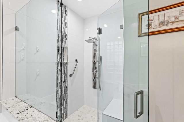 bathroom featuring walk in shower