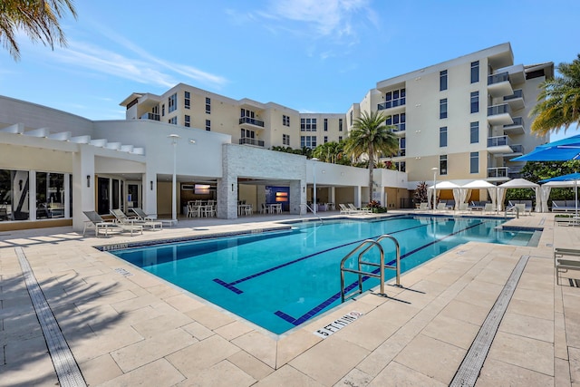 view of pool featuring a patio