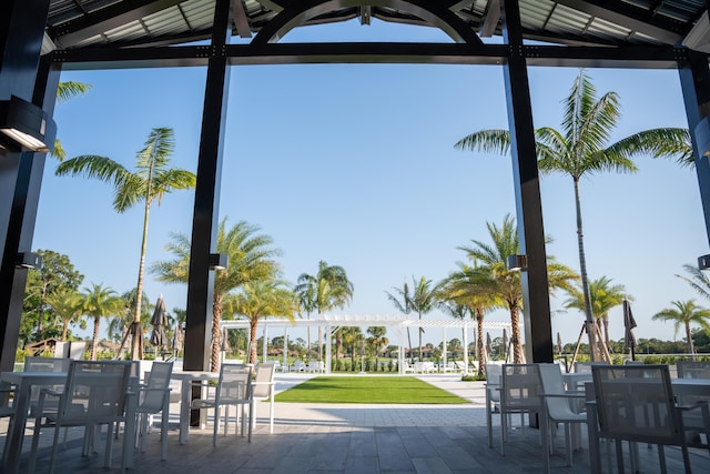 view of patio / terrace featuring a pergola