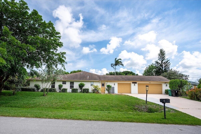 ranch-style home featuring a front lawn