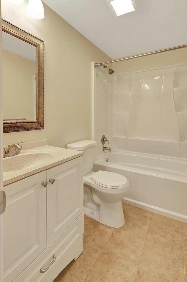 full bathroom with vanity, shower / washtub combination, and toilet