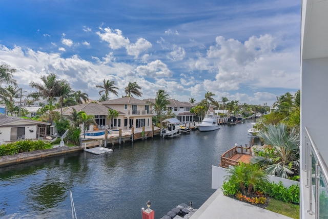 property view of water featuring a dock