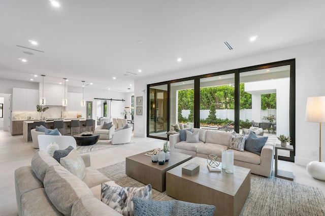 living room featuring plenty of natural light