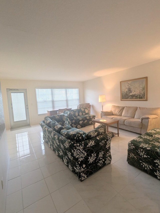 view of tiled living room