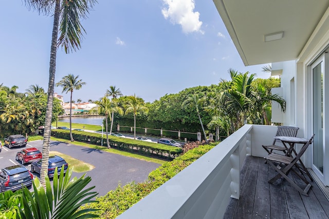 balcony with a water view