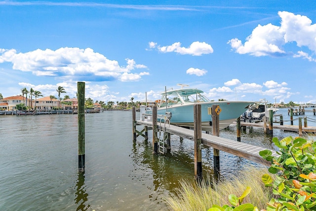 dock area featuring a water view