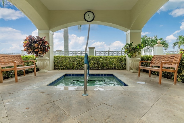 view of pool featuring a patio