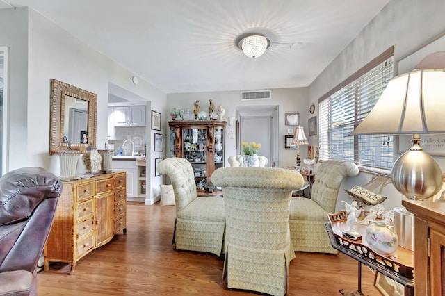 living room with dark wood-type flooring