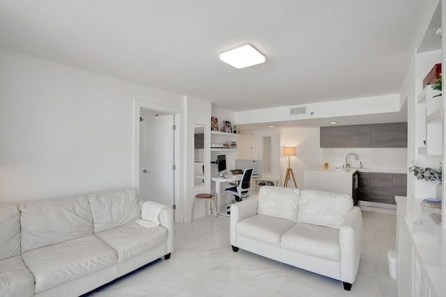 living room with sink