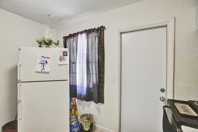 kitchen with white fridge