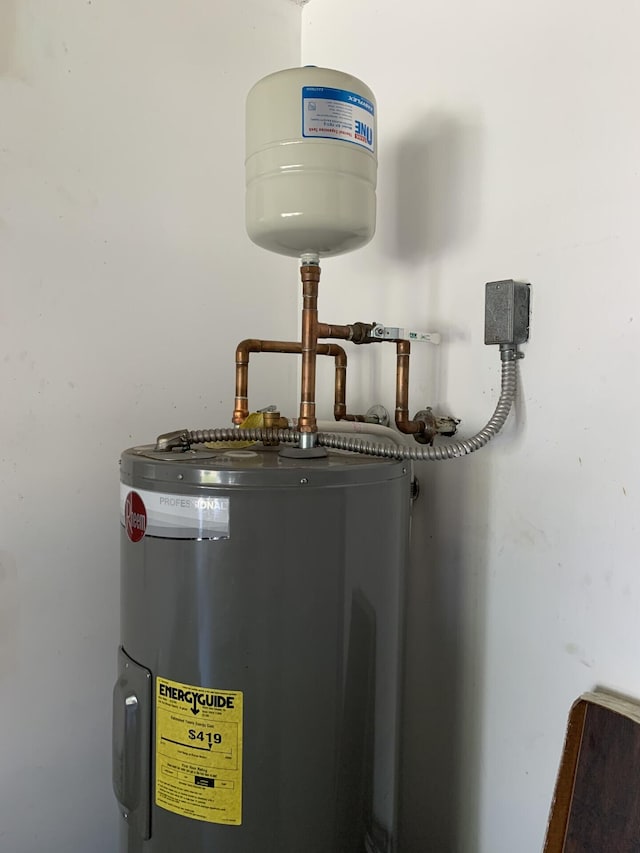 utility room featuring electric water heater