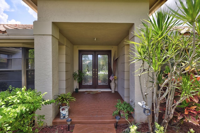 property entrance with french doors