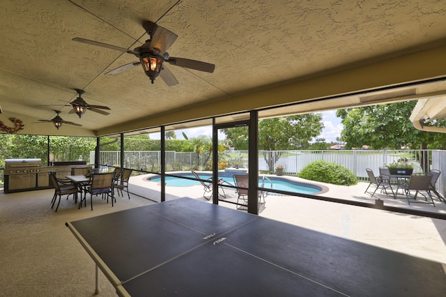 exterior space featuring a grill and a patio