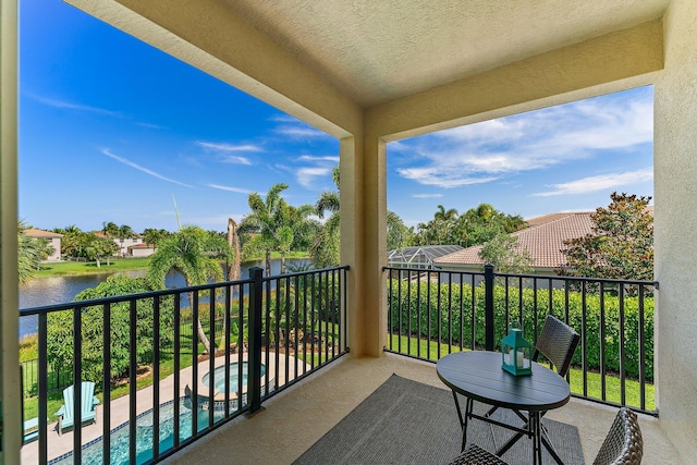 balcony with a water view