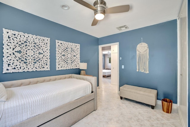 bedroom featuring ceiling fan