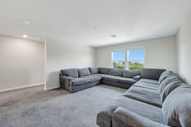 living room with light carpet