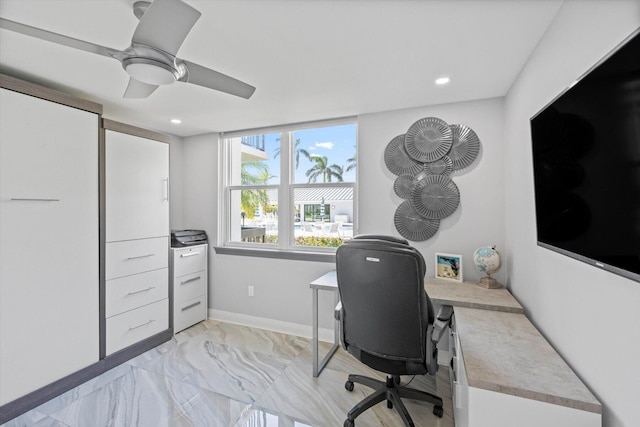 office featuring ceiling fan