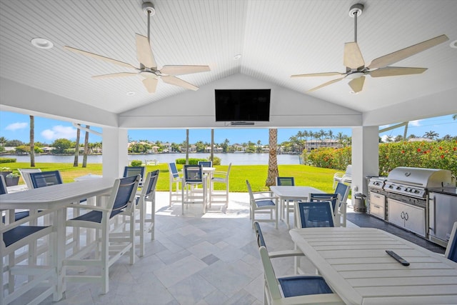 view of patio with grilling area and area for grilling