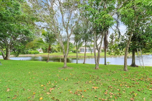 view of yard featuring a water view