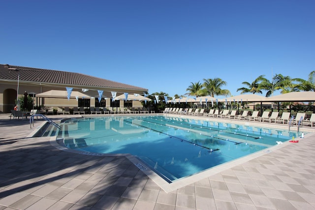 view of pool featuring a patio area