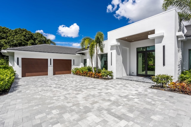 contemporary home with a garage