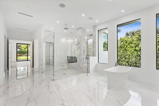 bathroom with plus walk in shower