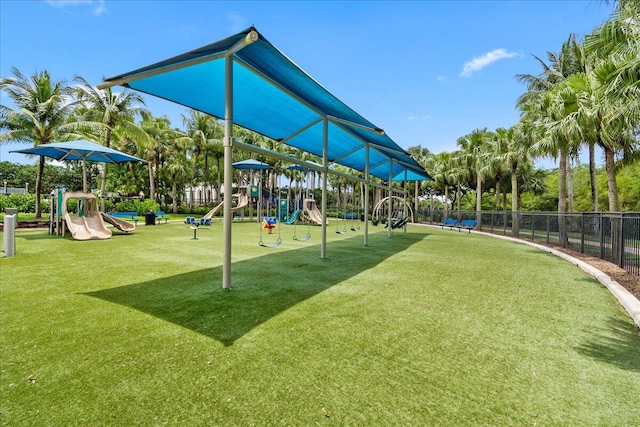 view of play area with a lawn