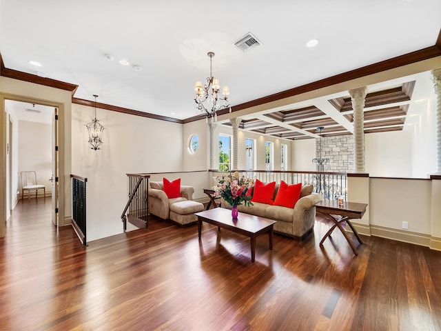 bedroom with dark wood-type flooring, multiple windows, and access to exterior