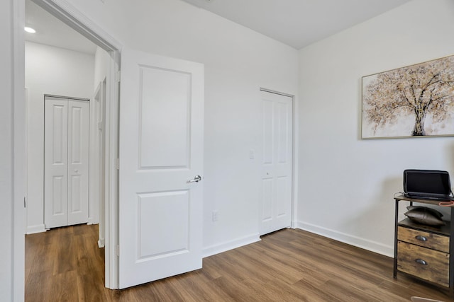 office area featuring hardwood / wood-style floors