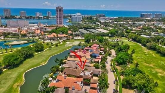 bird's eye view featuring a water view