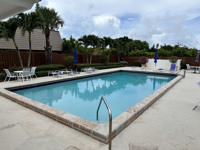 view of pool featuring a patio