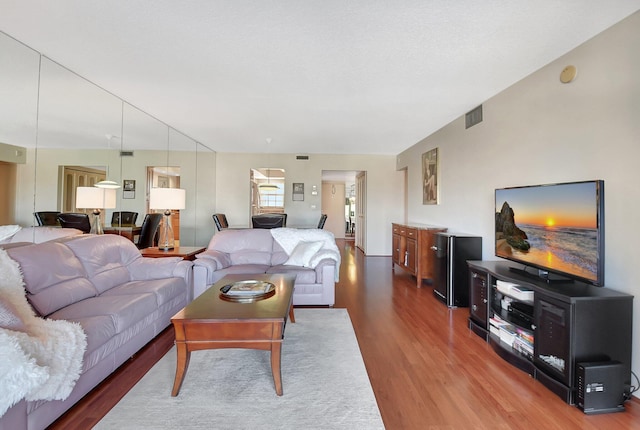 living room with hardwood / wood-style flooring