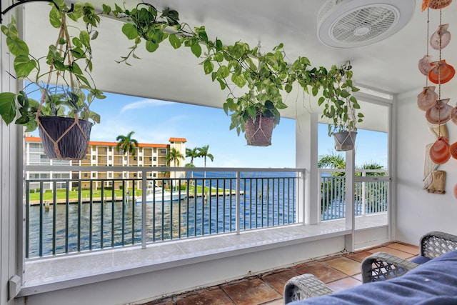 balcony with a water view