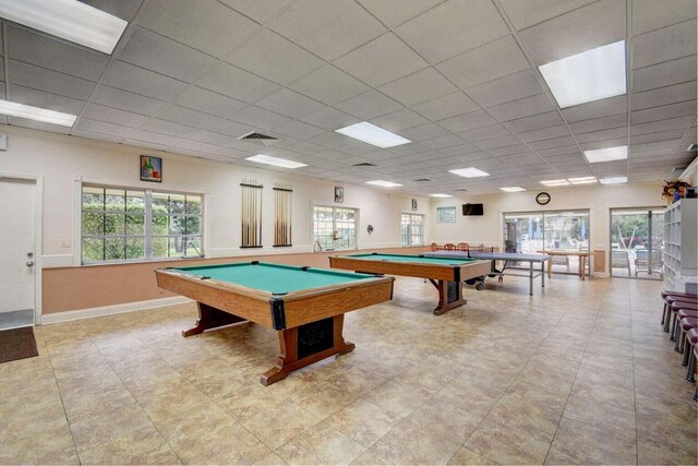 2541 Red Hibiscus Blvd Unit 31-B, Delray Beach, FL 33445 - recreation room with a paneled ceiling, billiards table, and baseboards