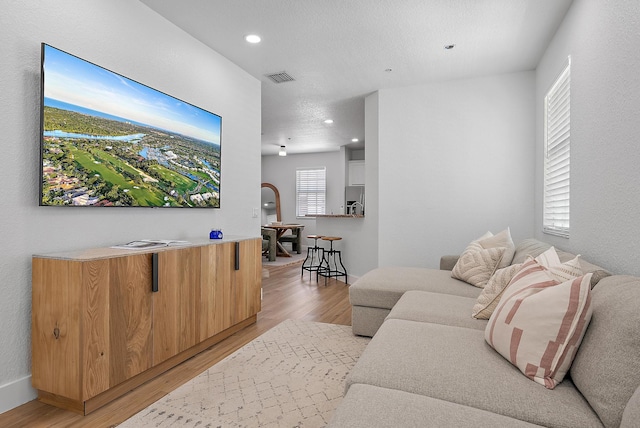 living room with light wood-type flooring