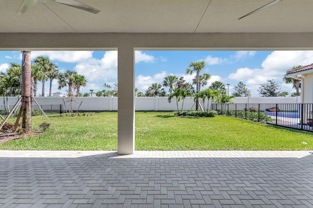 view of patio featuring a fenced backyard