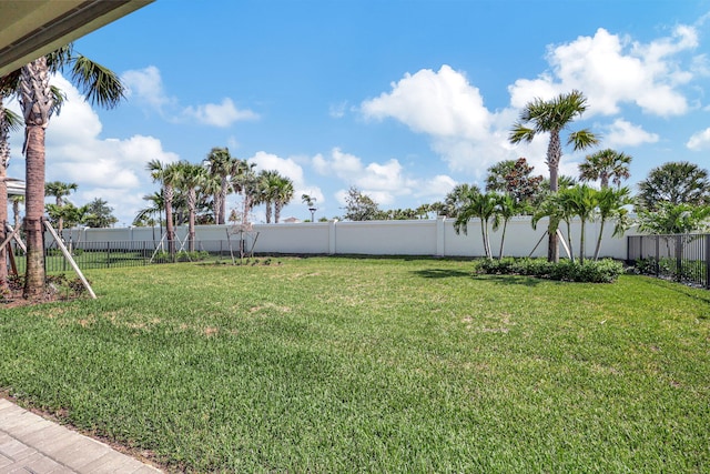 view of yard featuring a fenced backyard