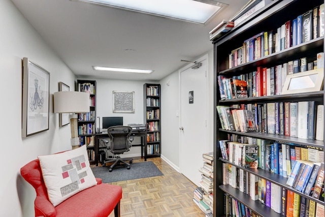 office featuring light parquet flooring