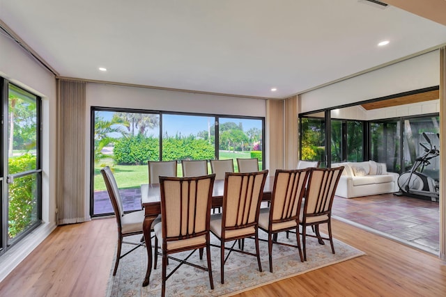 dining room with light hardwood / wood-style flooring