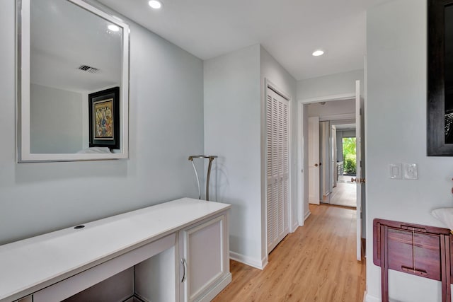 hall featuring light hardwood / wood-style flooring