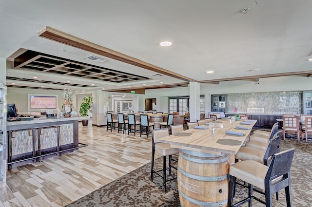 dining room with light hardwood / wood-style floors