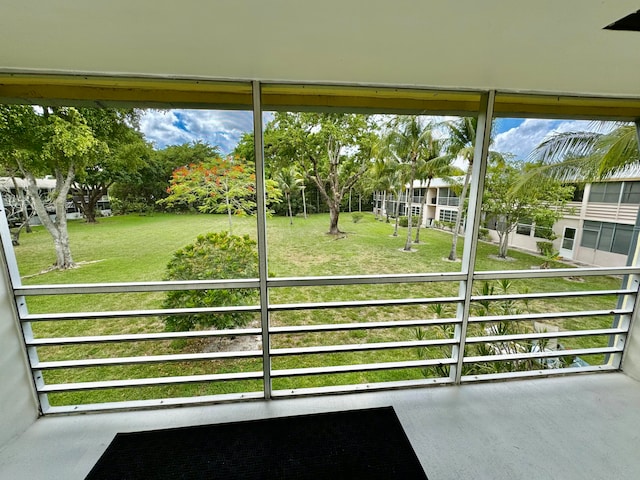 view of unfurnished sunroom