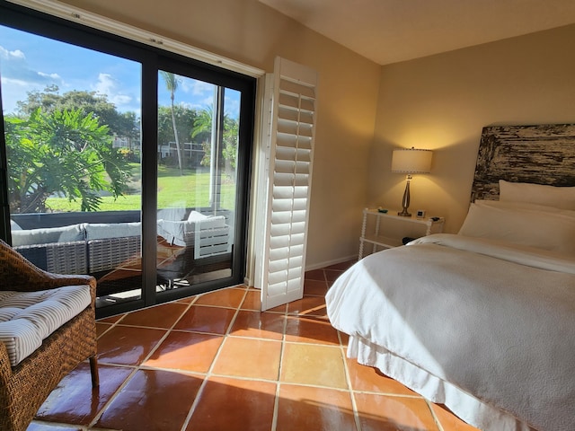 bedroom featuring tile patterned flooring