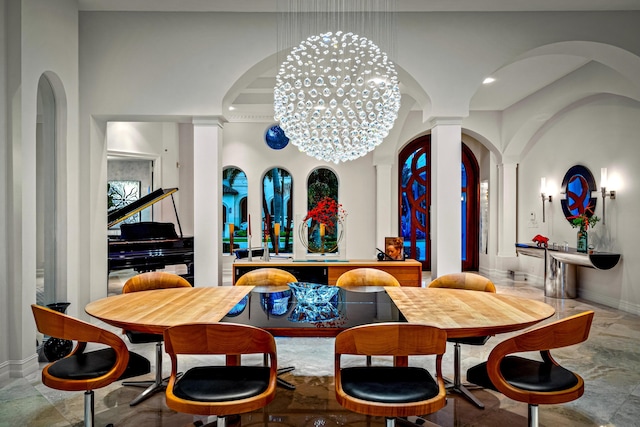 dining room with an inviting chandelier