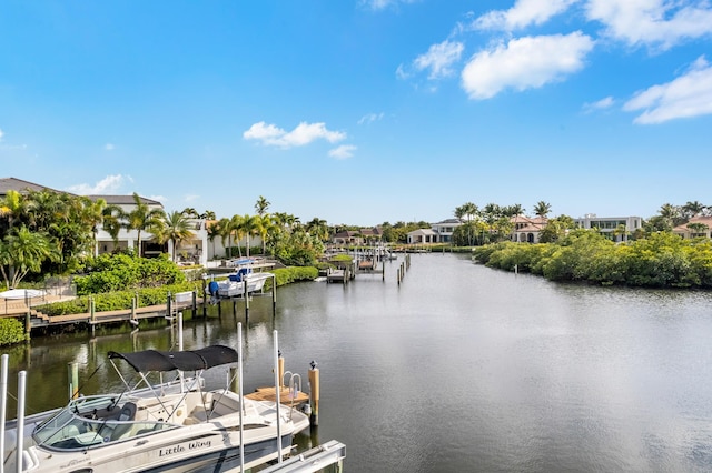 view of dock featuring a water view