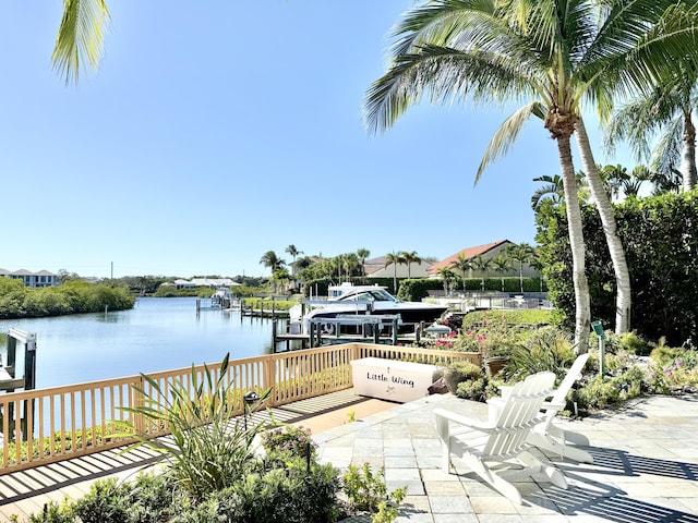 view of water feature featuring a dock