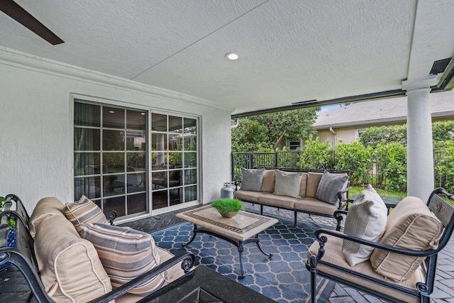 view of patio / terrace with an outdoor living space