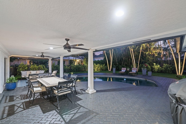 view of patio / terrace with ceiling fan